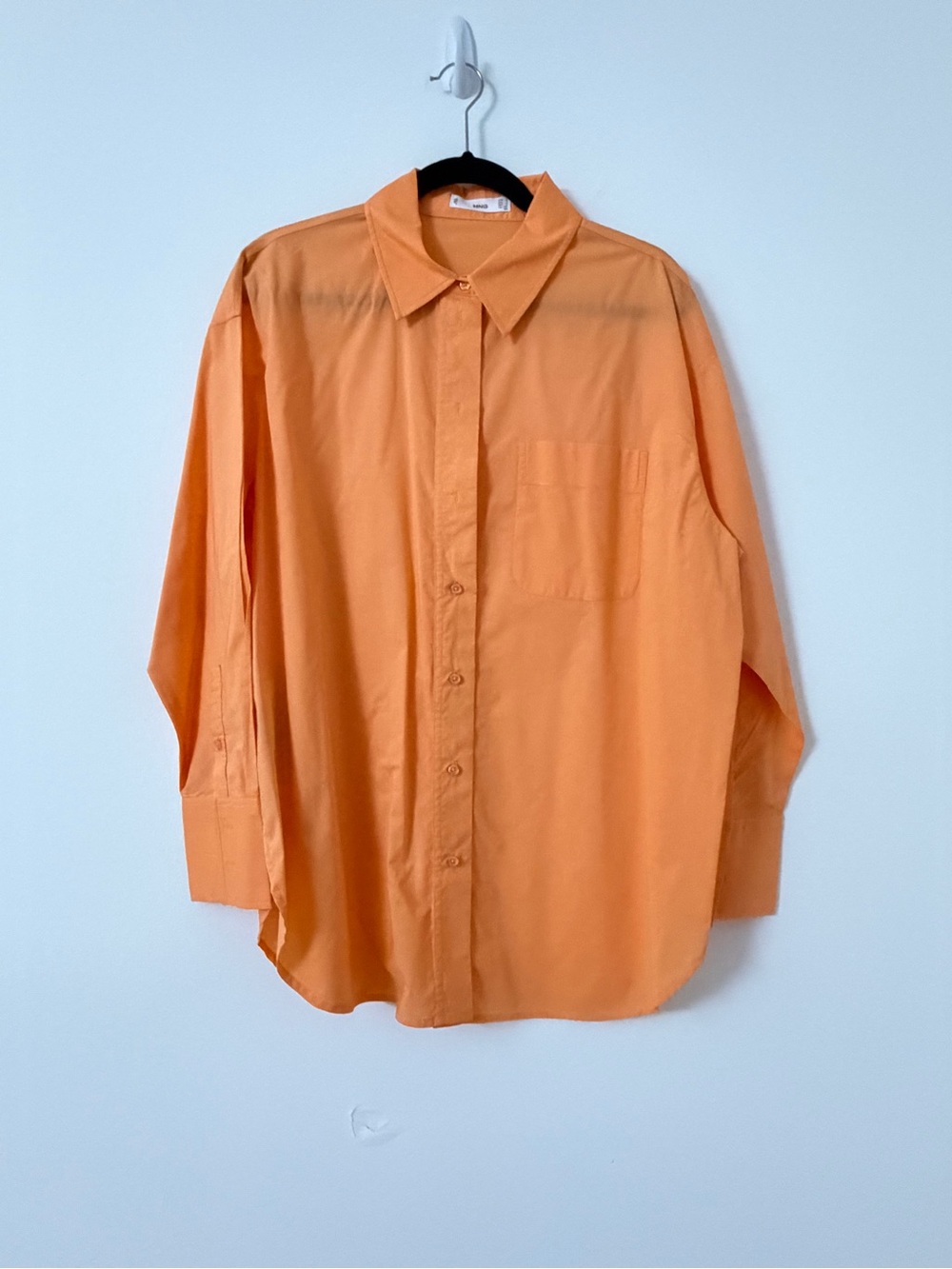 Mango Men's Orange Long-Sleeve Button-Down Shirt